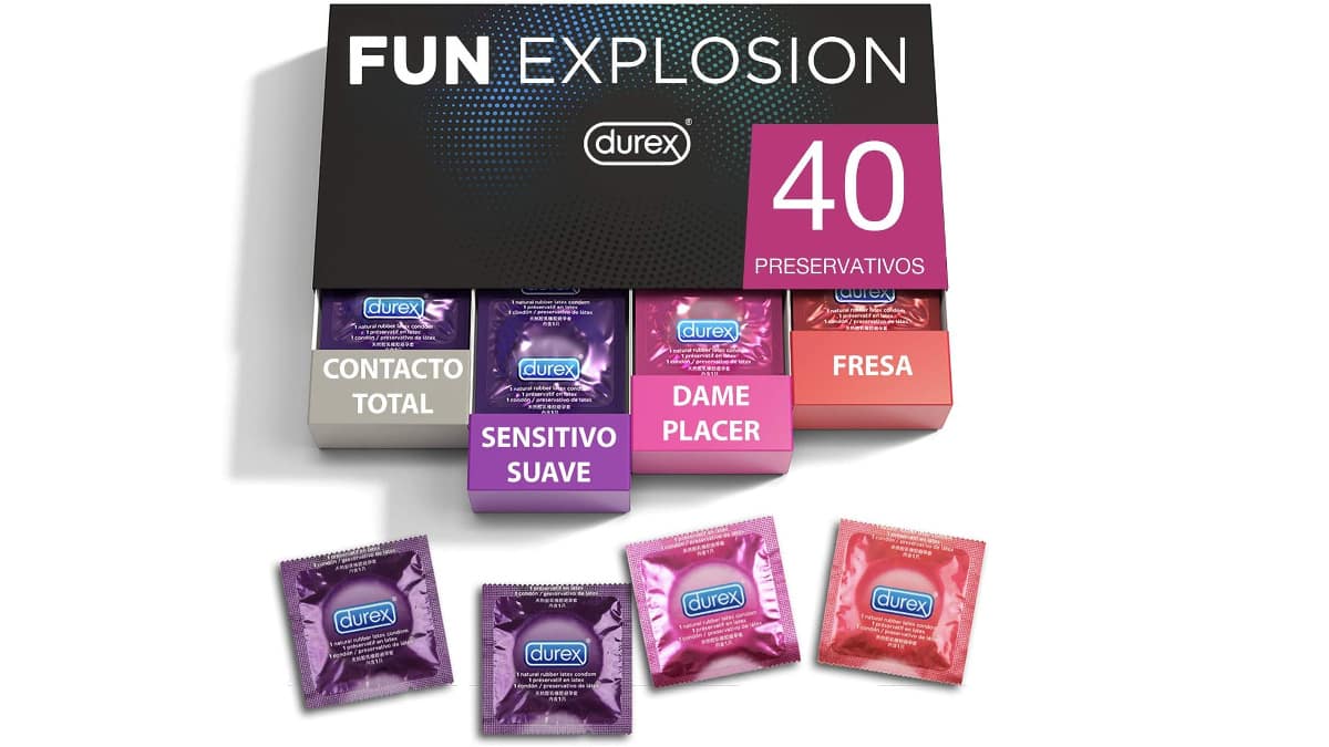 Pack de 40 preservativos Durex Fun Explosion barato, condones de narca baratos, ofertas preservativos, chollo