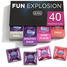 Pack de 40 preservativos Durex Fun Explosion barato, condones de narca baratos, ofertas preservativos
