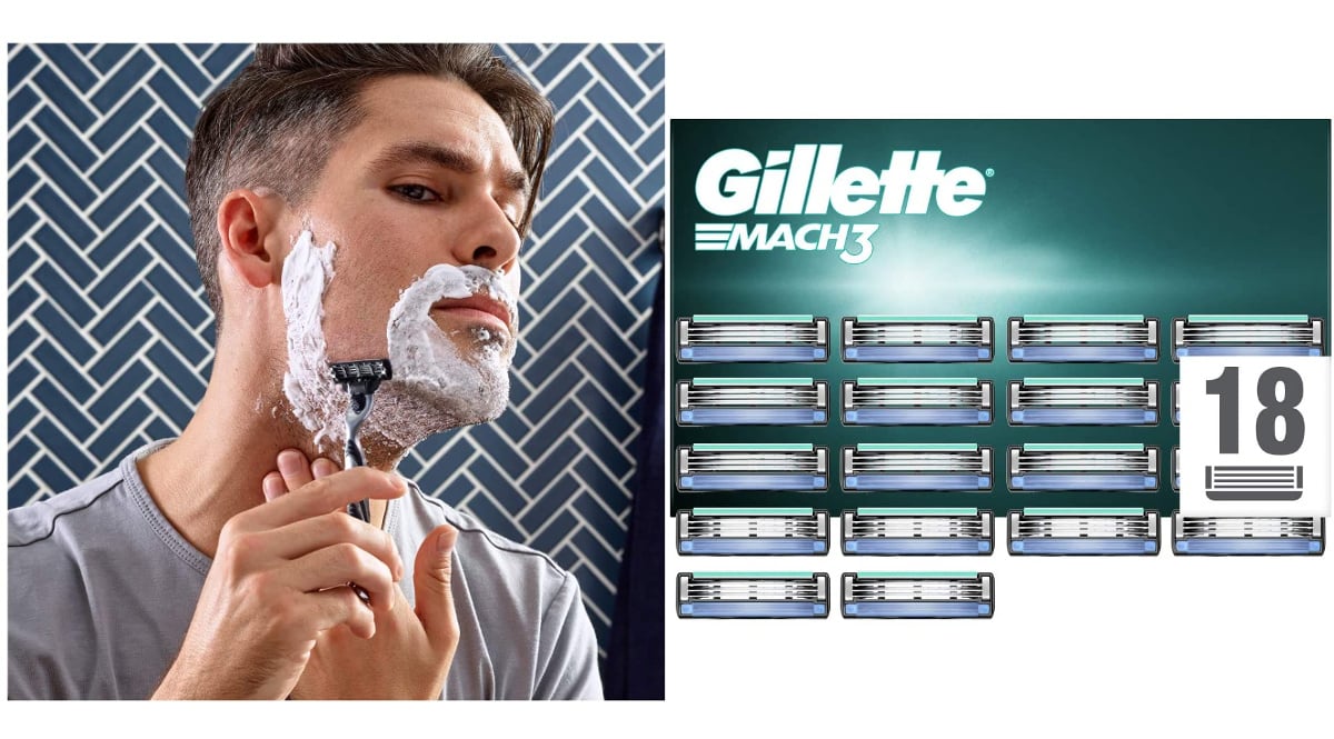 Pack de 18 recambios Gillette Mach3 baratos, afeitadoras baratas, ofertas para ti