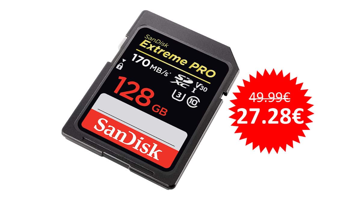 ¡Precio mínimo histórico! Tarjeta de memoria SanDisk Extreme Pro de 128GB sólo 27 euros.