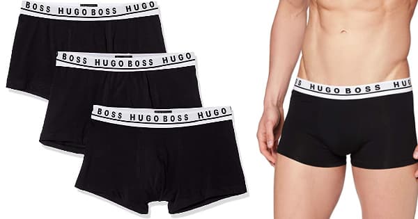 Pack 3 boxers Hugo Boss negros baratos, ropa de marca barata, ofertas en ropa interior chollo