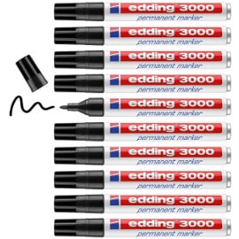 Pack de 10 marcadores permanentes Edding 3000 color negro baratos, material de oficina barato
