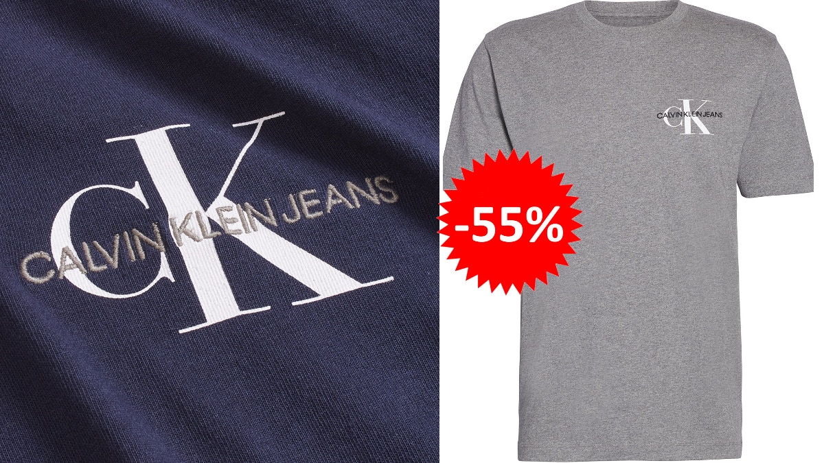 Camiseta Calvin Klein monograma barata, ropa de marca barata, ofertas en camisetas chollo