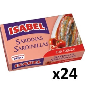 ¡Precio mínimo histórico! Pack de 24 latas Isabel de sardinillas en tomate sólo 23 euros.