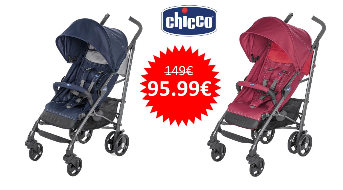 ¡Precio mínimo histórico! Silla de paseo para bebé Chicco Liteway 3 sólo 95.99 euros. Te ahorras 53 euros. En azul y en rojo.