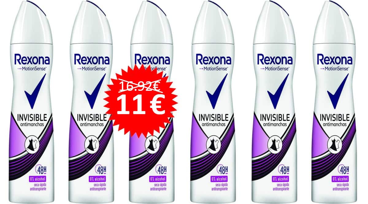 6 botes de desodorante Rexona Invisible baratos, desodorante barato, ofertas para ti chollo2