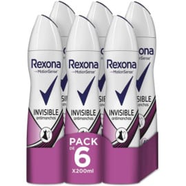 Pack de 6 botes de desodorante Rexona Invisible para mujer barato. Ofertas en supermercado