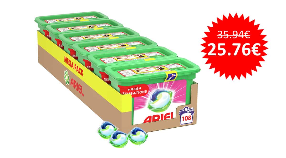 Mega pack Ariel All-in-One Detergente Lavadora Líquido en Cápsulas