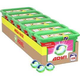 ¡Precio mínimo histórico! 108 cápsulas de detergente Ariel Pods Fragancia Sensaciones sólo 25 euros. A 24 céntimos/lavado.