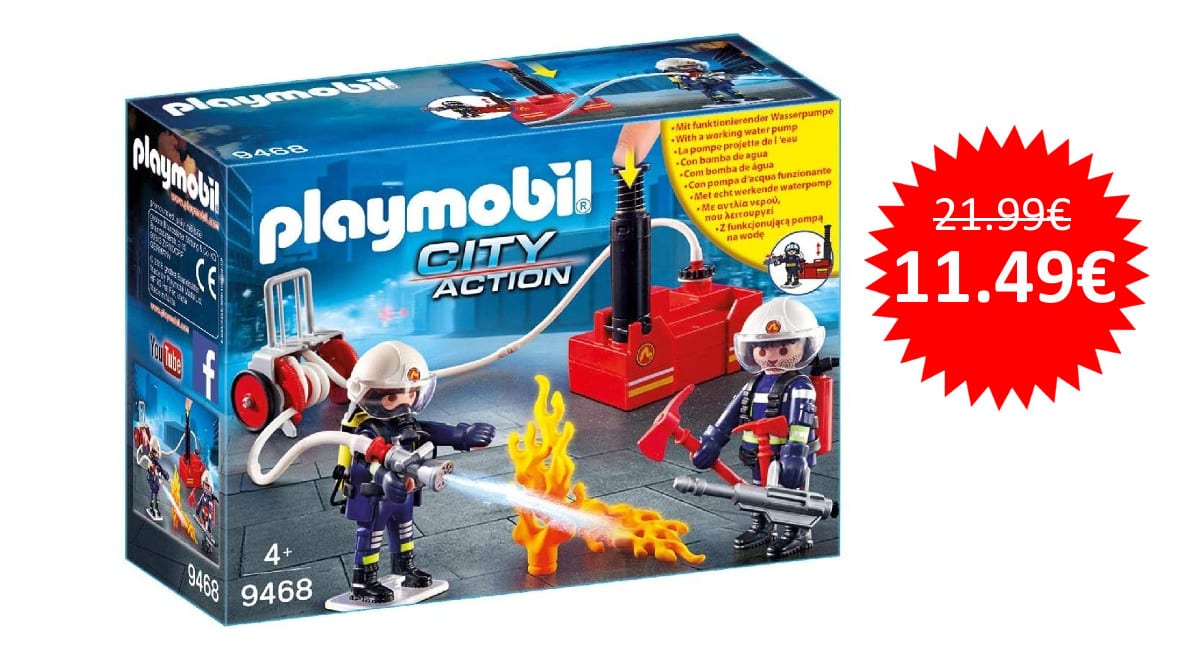 ¡¡Chollo!! Playmobil City Action Bomberos con Bomba de Agua sólo 11.49 euros.