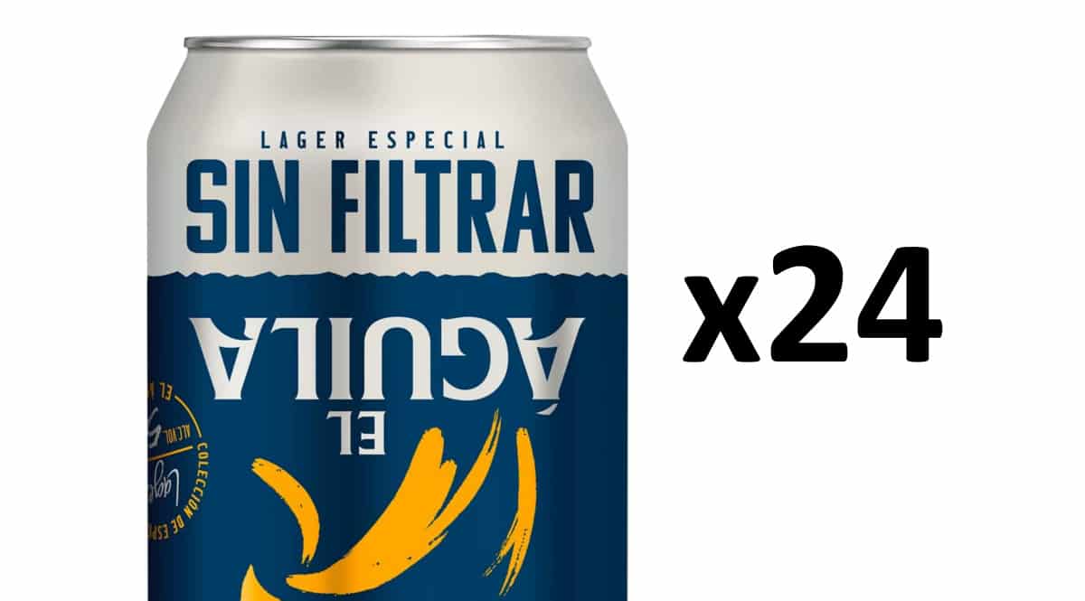 24 latas de cerveza sin filtrar El Águila baratas. Ofertas en supermercado, chollo