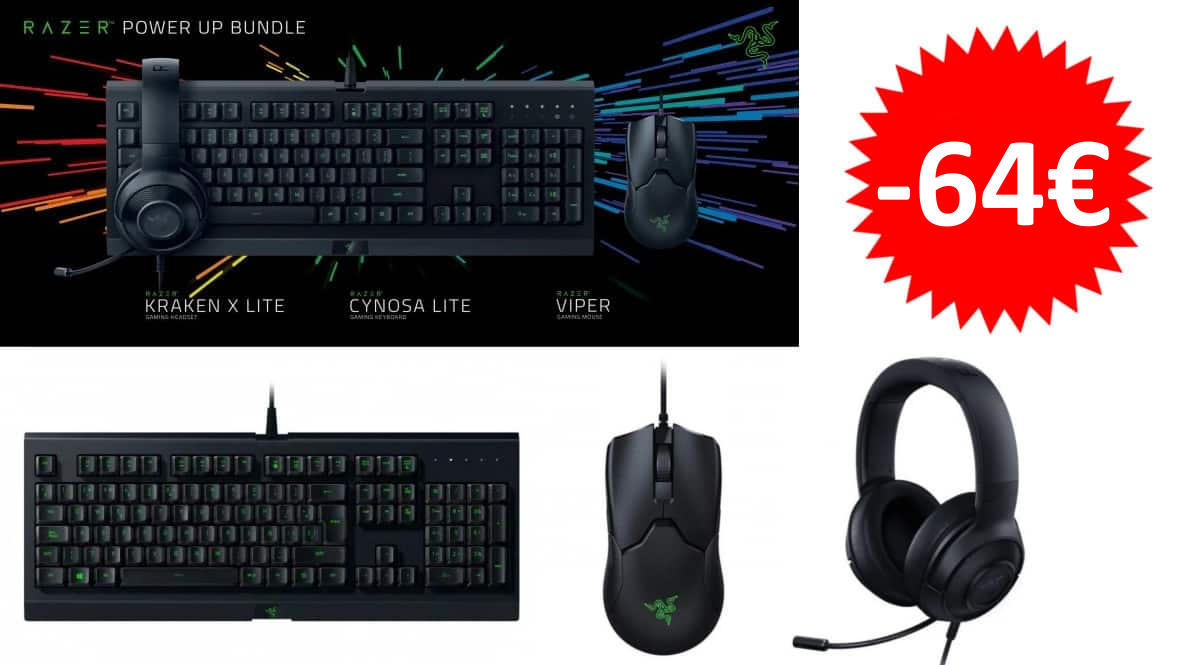 Pack de teclado, raton y auriculares Razer Power Up Bundle barato. Ofertas en accesorios gaming, accesorios gaming baratos, chollo
