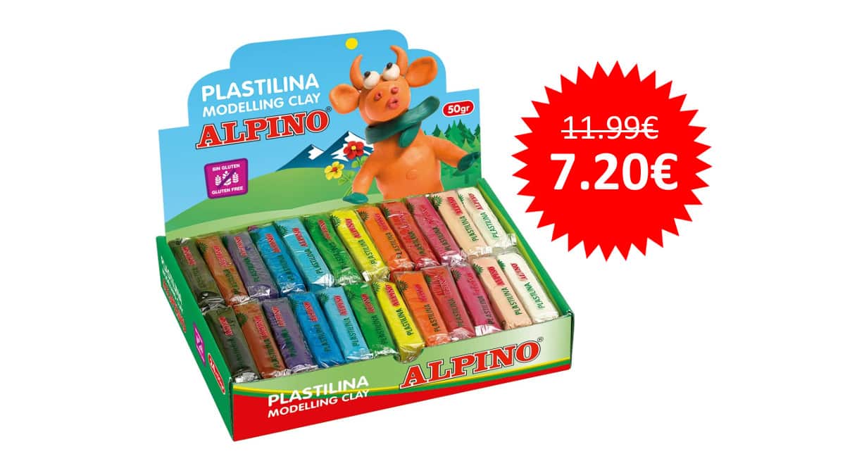 ¡Precio mínimo histórico! Plastilina Alpino, 24 pastillas de 50 gramos, sólo 7.20 euros.