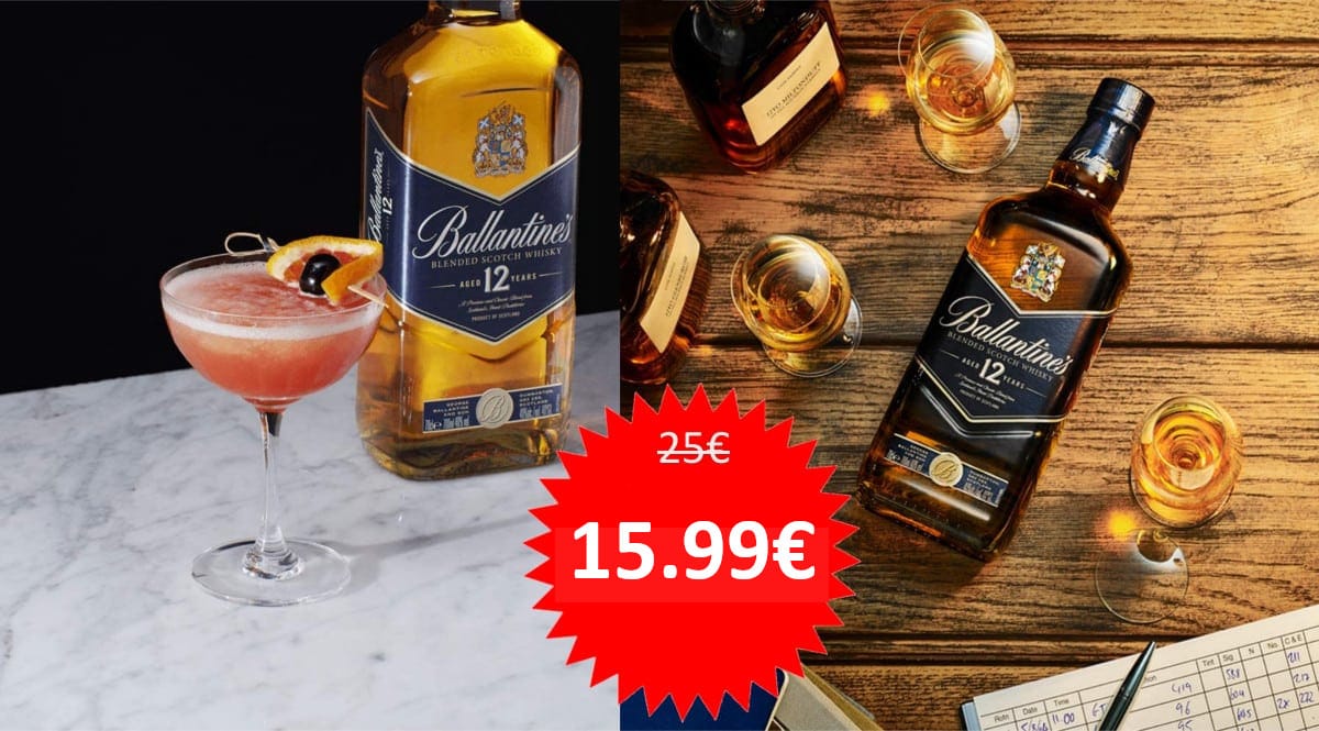 ¡¡Chollo!! Whisky escocés Ballantine’s Blue 12 años sólo 15.99 euros.