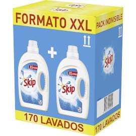 ¡Oferta Flash! 2 botellas de detergente para ropa Skip Active Clean, 170 lavados, sólo 16.25 euros.