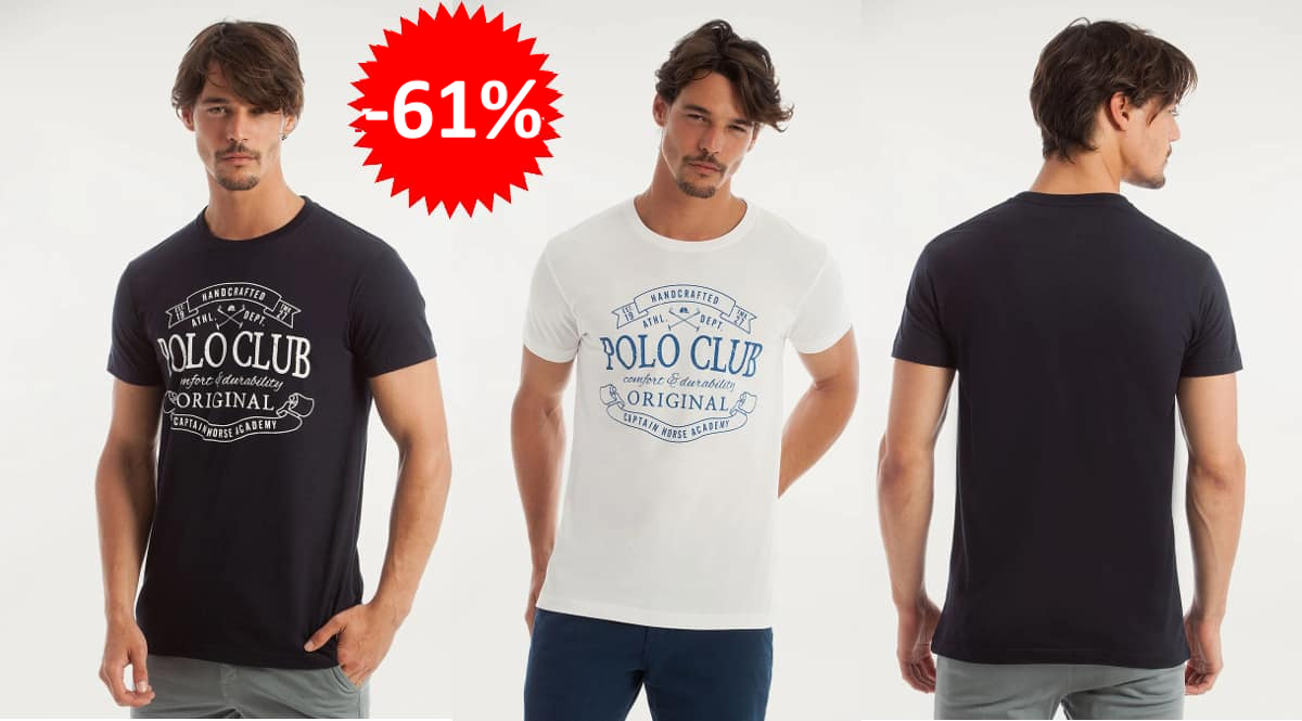 Camiseta de manga corta Polo Club Vintage, camisetas baratas, ofertas en ropa de marca, chollo