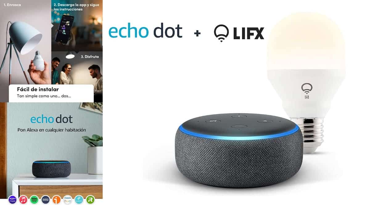 Echo Dot 3.ª generación + bombilla inteligente LIFX chollo