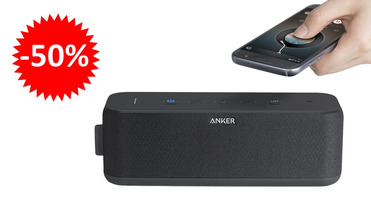 ¡¡Chollo!! Altavoz Bluetooth Anker SoundCore Boost sólo 49.99 euros. 50% de descuento.