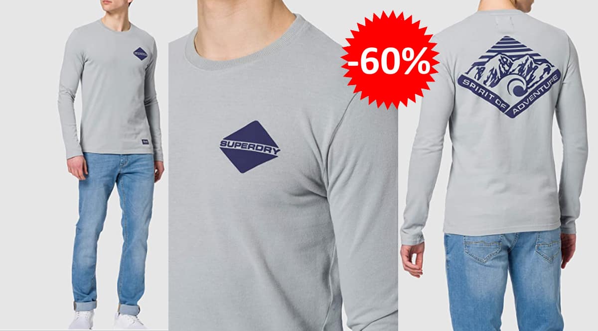 Camiseta Superdry manga larga barata, camisetas de marca baratas, ofertas en ropa, chollo