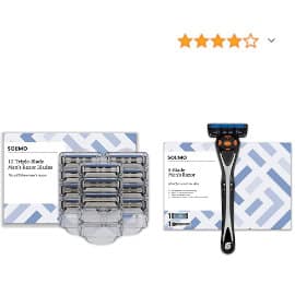 Maquinilla de afeitar Solimo marca Amazon con 12 recambios barata, maquinillas de afeitar manuales de marca baratas, ofertas en cuidado personal