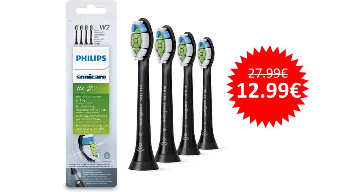 ¡Precio mínimo histórico! Pack con 4 cabezales para cepillos Philips Sonicare sólo 12.99 euros. 54% de descuento.