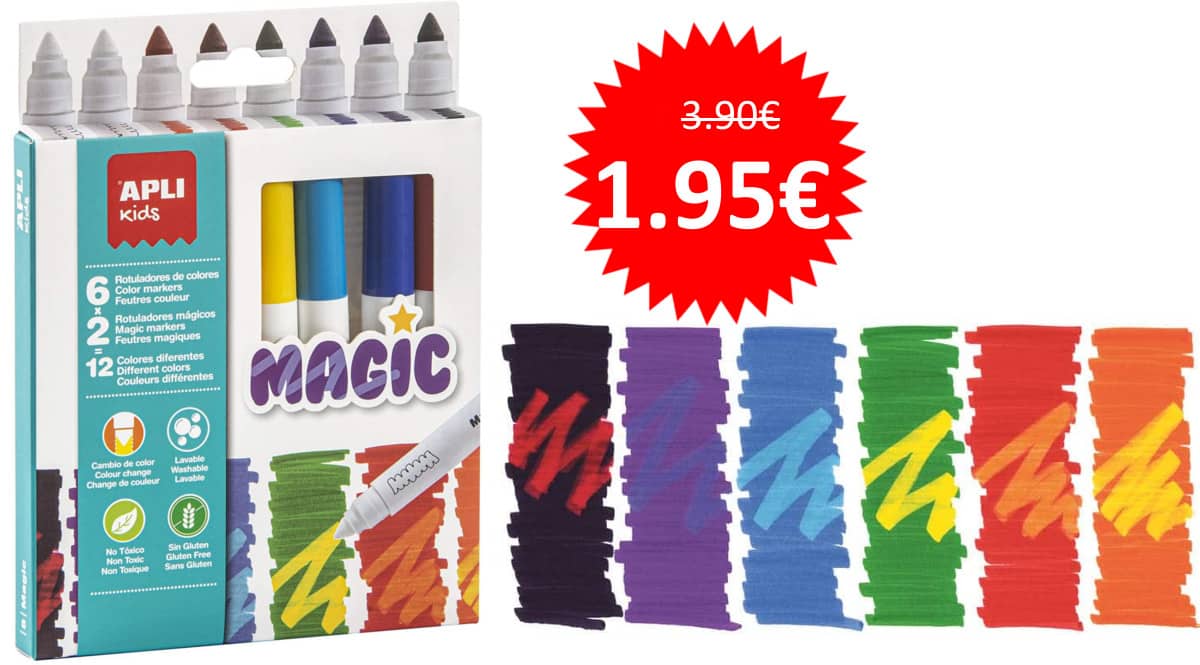 Pack de 8 rotuladores APLI Kids Magic barato. Ofertas en material escolar, material escolar barato, chollo