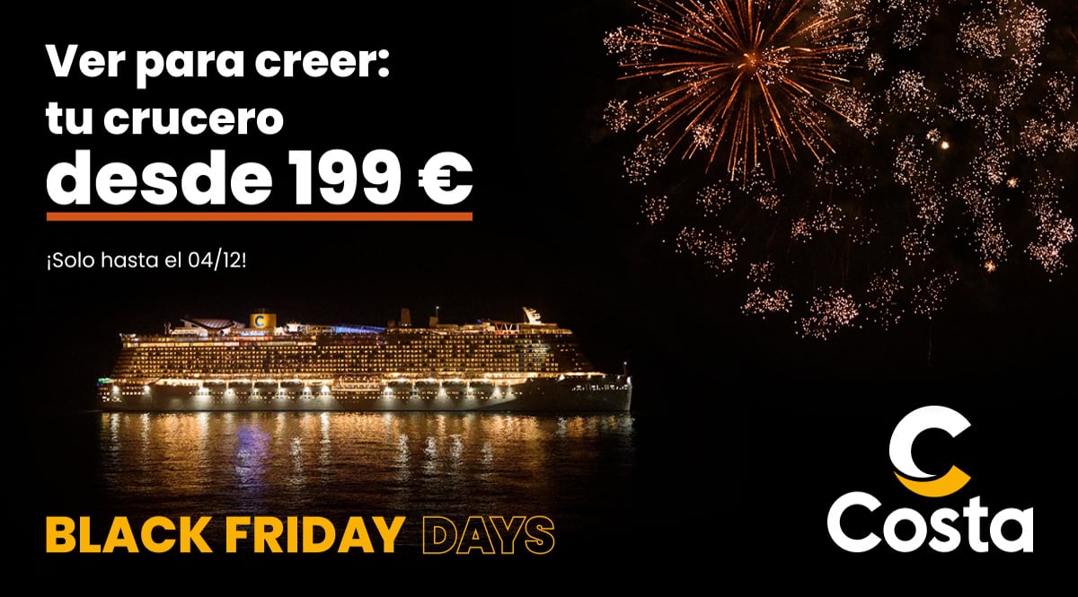 Black Friday Costa Cruceros, cruceros baratos por el Mediterráneo, ofertas en viajes, chollo
