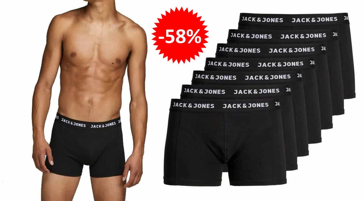 Pack de 7 boxers Jack & Jones baratos, ropa interior barata, ofertas en ropa de marca chollo