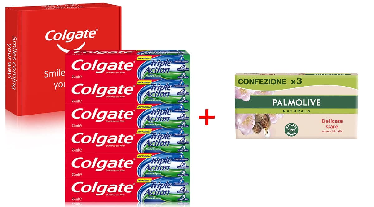 Pack pasta de dientes Colgate + jabón palmolive barato, ofertas en supermercado, chollo