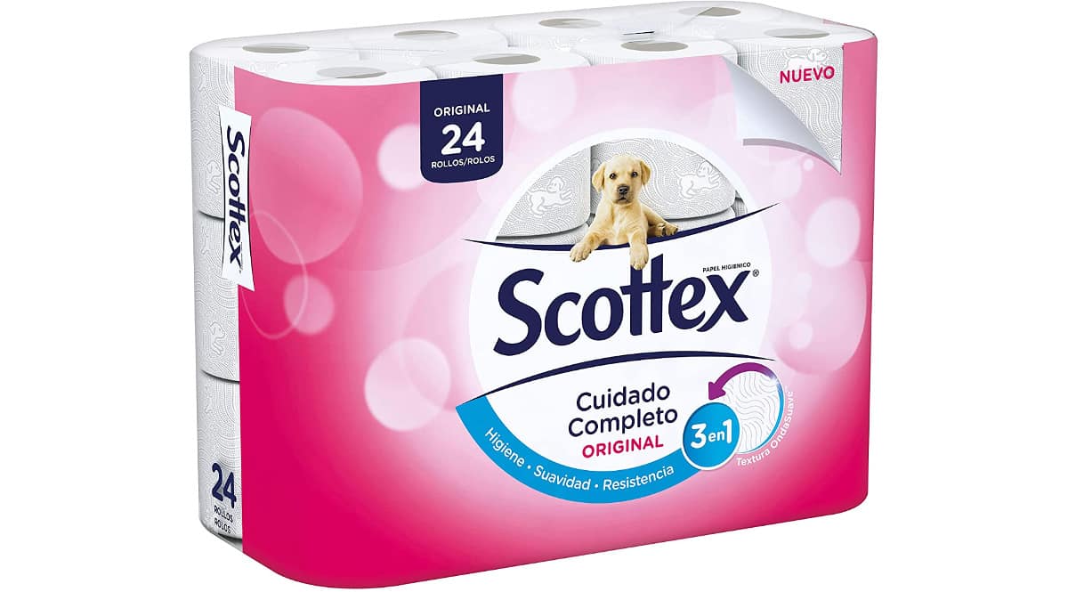 Papel higiénico Scottex Original 24 rollos barato, papel higiénico de marca barato, ofertas en supermercado, chollo