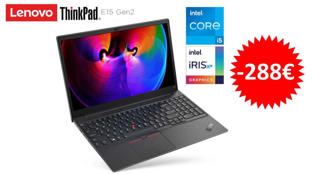 ¡Código descuento exclusivo! Portátil Lenovo ThinkPad E15 Gen 2 (Intel) de 15.6″ i5-11ª/16GB/512GB SSD sólo 740 euros. Te ahorras 288 euros.