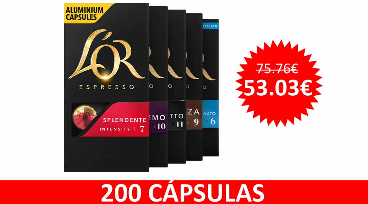 ¡¡Chollo!! 200 cápsulas de café L’OR Selección Espresso sólo 53 euros.