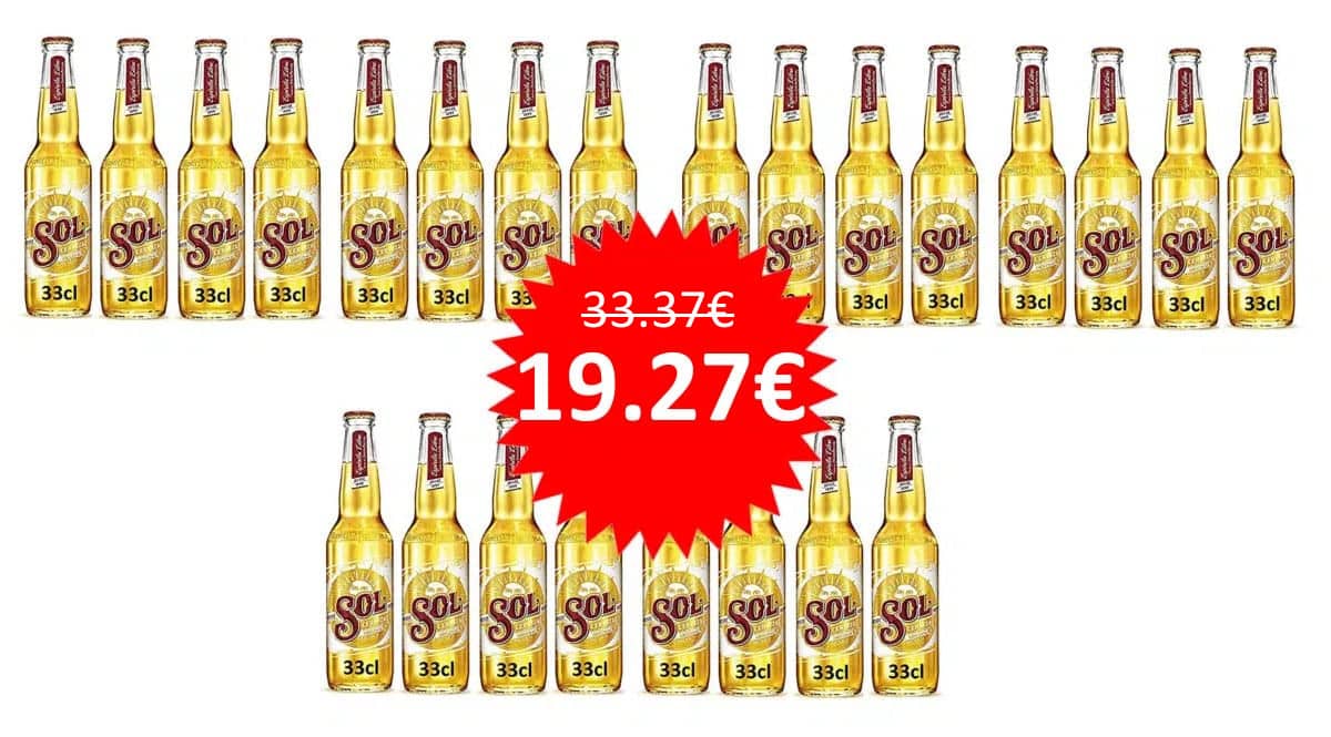 ¡¡Chollo!! 24 botellines de cerveza lager mexicana Sol sólo 19.27 euros.