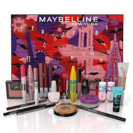 ¡Código descuento! Calendario de adviento 2021 Maybelline New York, con 24 productos de maquillaje, sólo 50 euros.