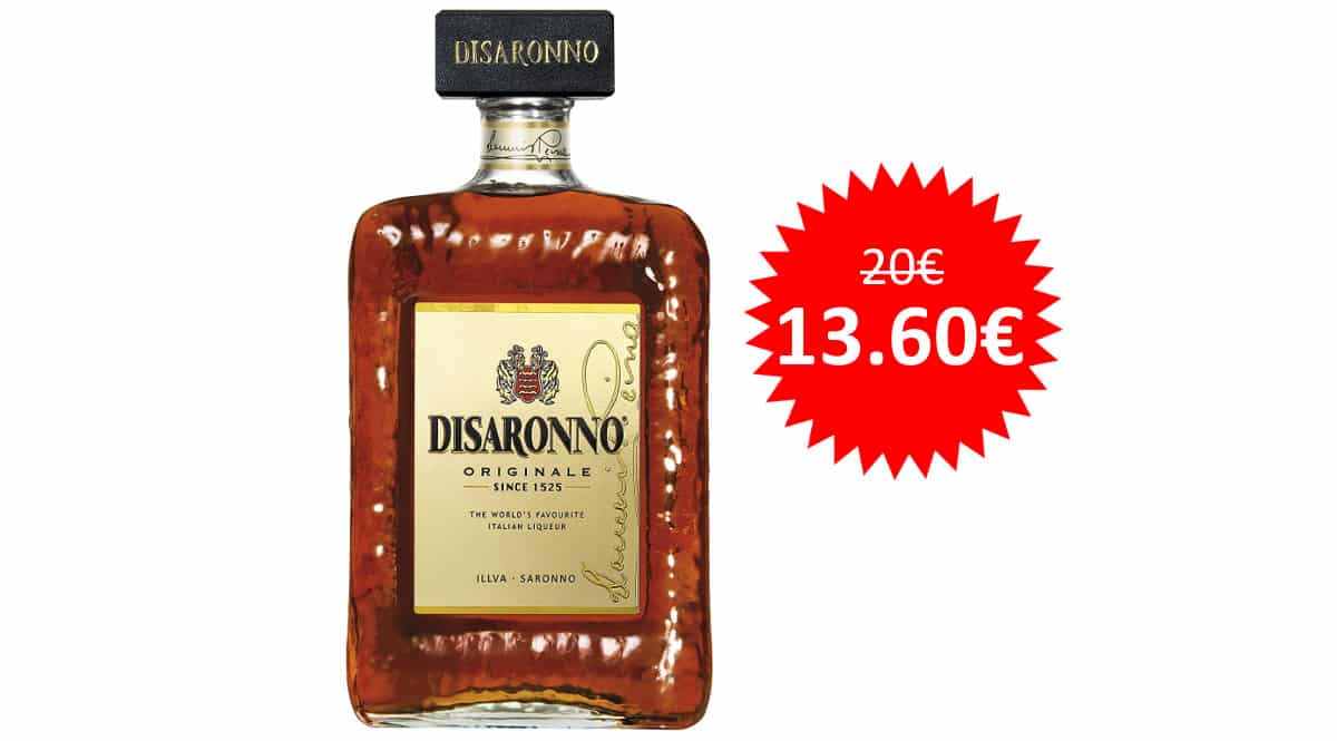 ¡Llega para Navidad! Licor italiano amaretto Disaronno de 1L sólo 13.60 euros. ¡Precio mínimo histórico!