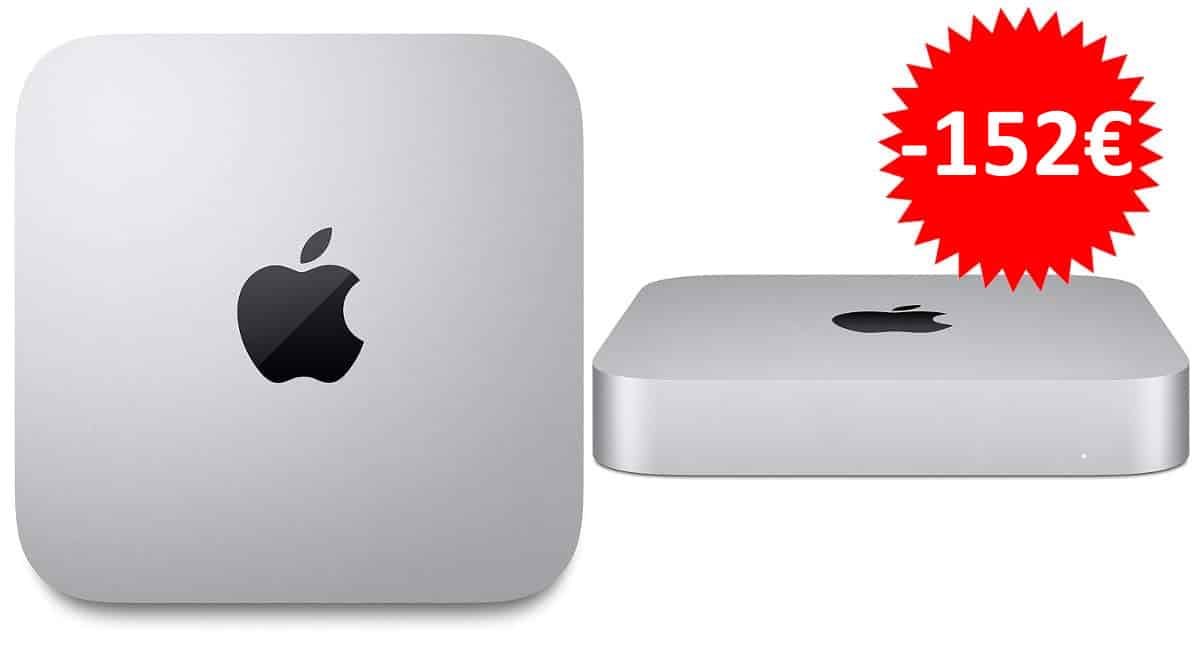 ¡Precio mínimo histórico! Ordenador Apple Mac Mini (2020) Chip M1/8GB RAM/256GB SSD sólo 647 euros. Te ahorras 152 euros.