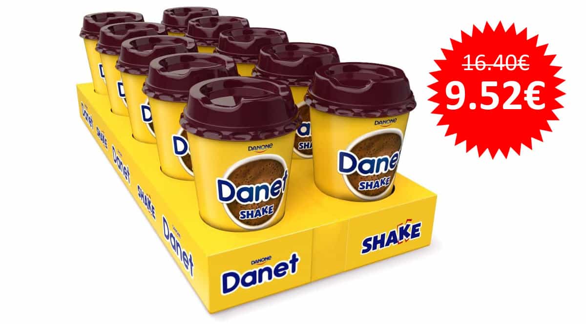 ¡Precio mínimo histórico! Pack de 10 batidos de chocolate Danet Shake sólo 9.52 euros.