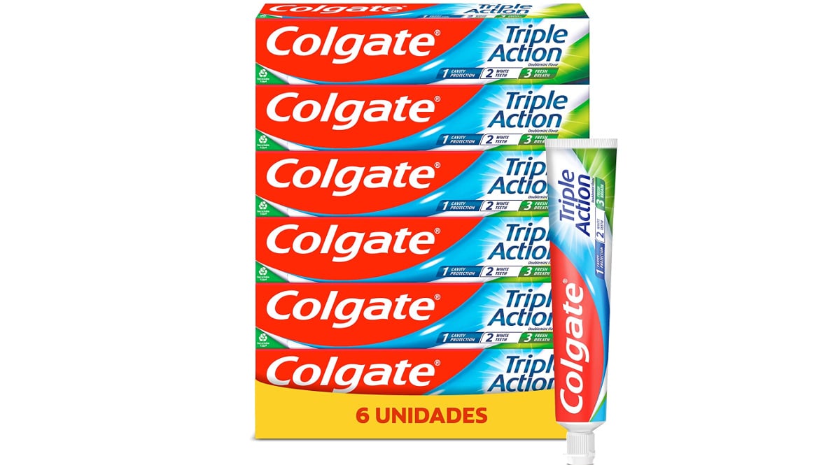 Pack pasta de dientes Colgate Triple acción barata, pasta de dientes de marca barata, ofertas supermercado, chollo