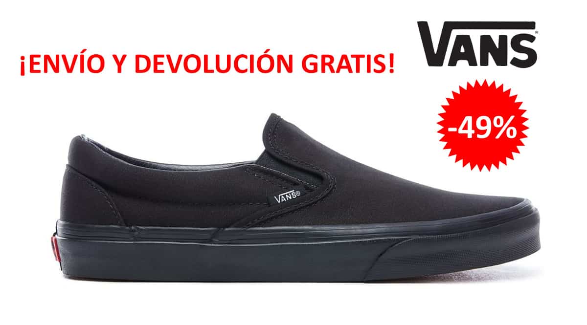 Zapatillas Vans Slip on negras baratas, calzado de marca barato, ofertas en zapatillas chollo