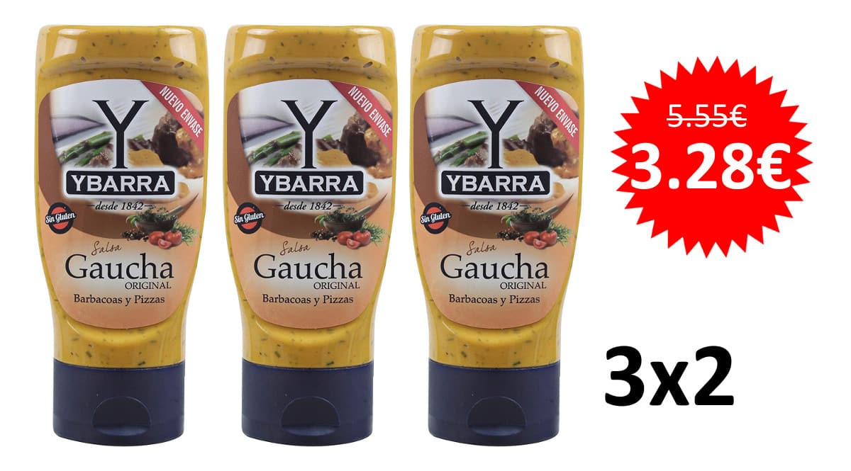 ¡¡Chollo!! 3 botes de salsa Gaucha Ybarra sólo 3.28 euros.