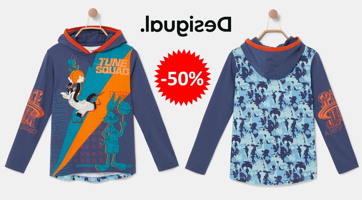 Camiseta Desigual Space Jam barata, ropa de marca barata, ofertas para niños chollo