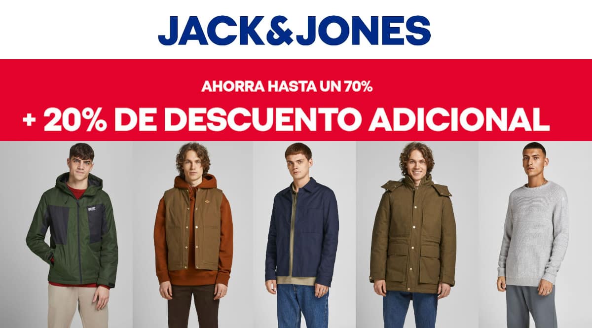 Descuento EXTRA Jack & Jones enero, ropa de marca barata, ofertas en calzado chollo