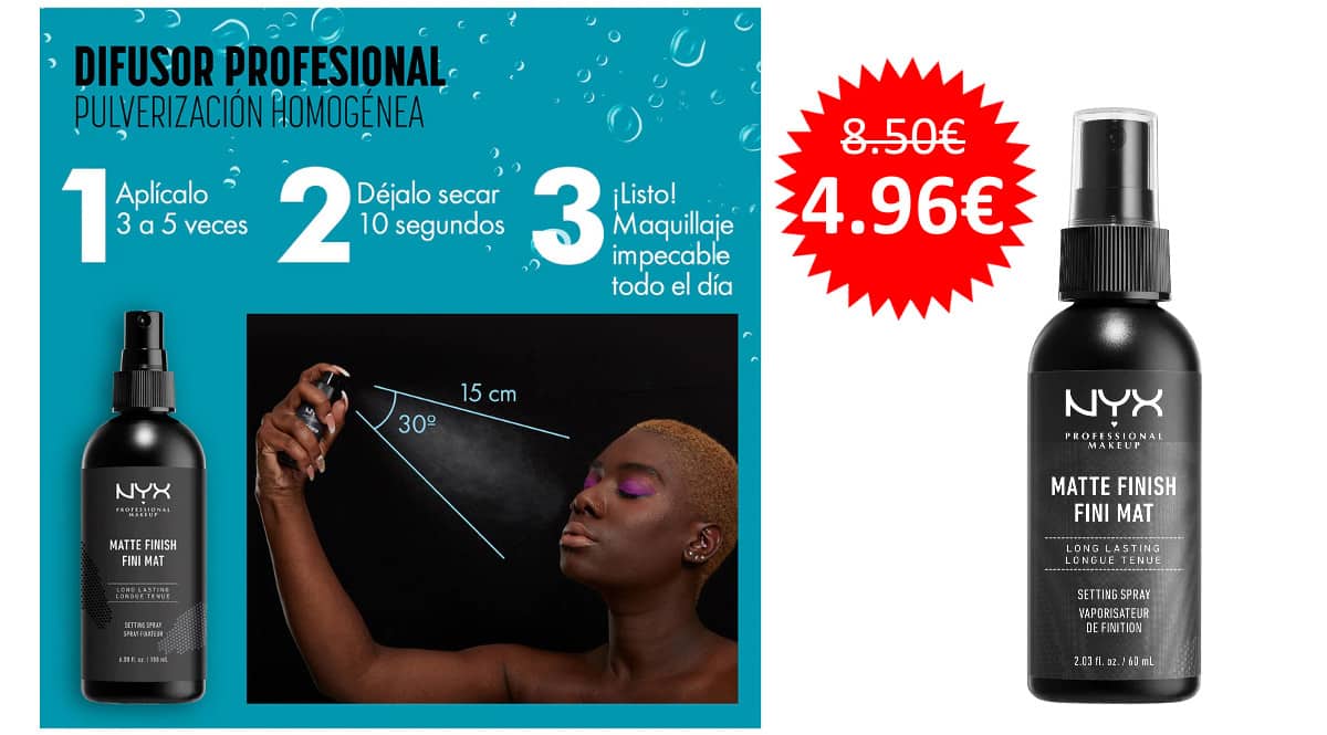 ¡Código descuento! Fijador de maquillaje Nyx Professional Makeup sólo 4.96 euros.