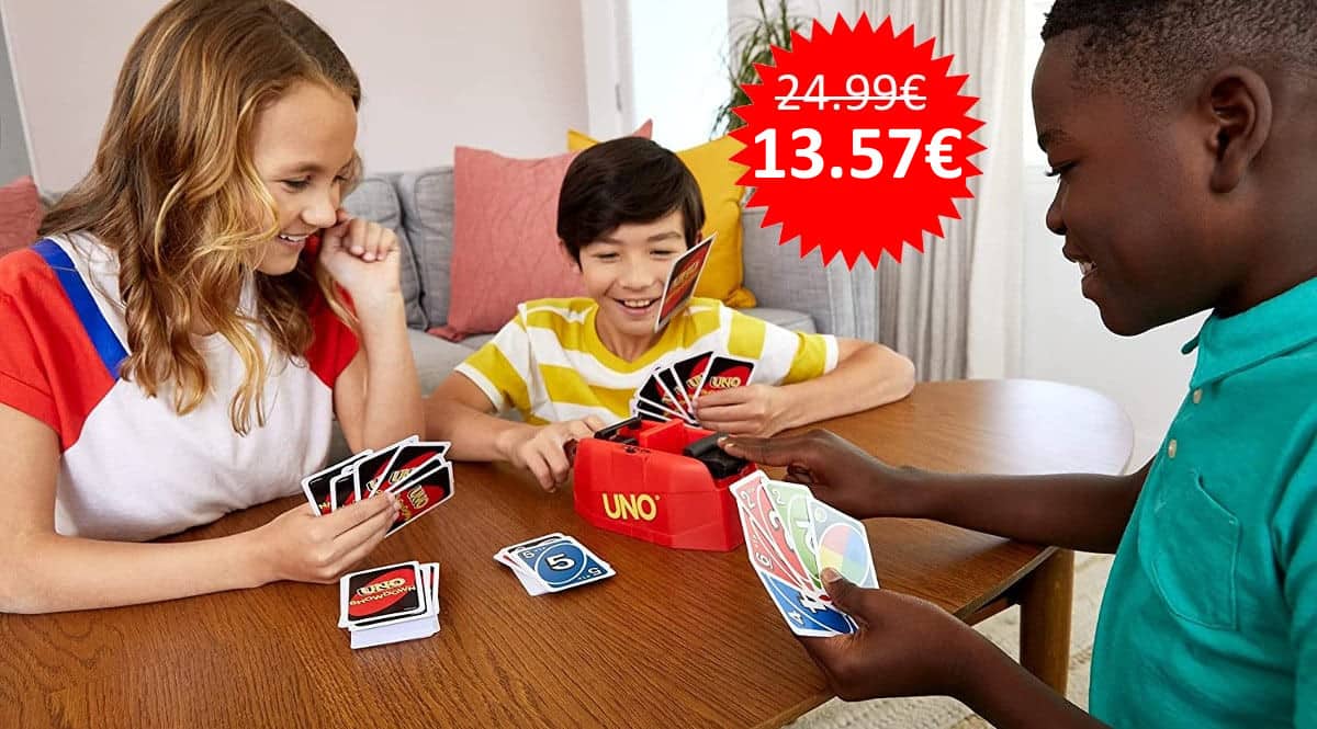 ¡Precio mínimo histórico! Juego de cartas UNO Showdown sólo 13.57 euros.