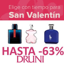 Ofertas de San Valentín en Druni, perfumes de marca baratos, ofertas en belleza