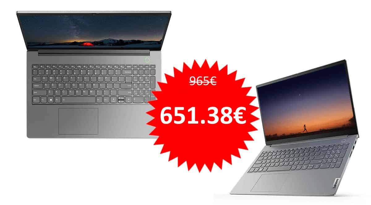 ¡Código descuento exclusivo! Portátil Lenovo ThinkBook 15 Gen. 3 Ryzen 5 5500U/16GB/512GB SSD sólo 651 euros. Ahórrate 313 euros.
