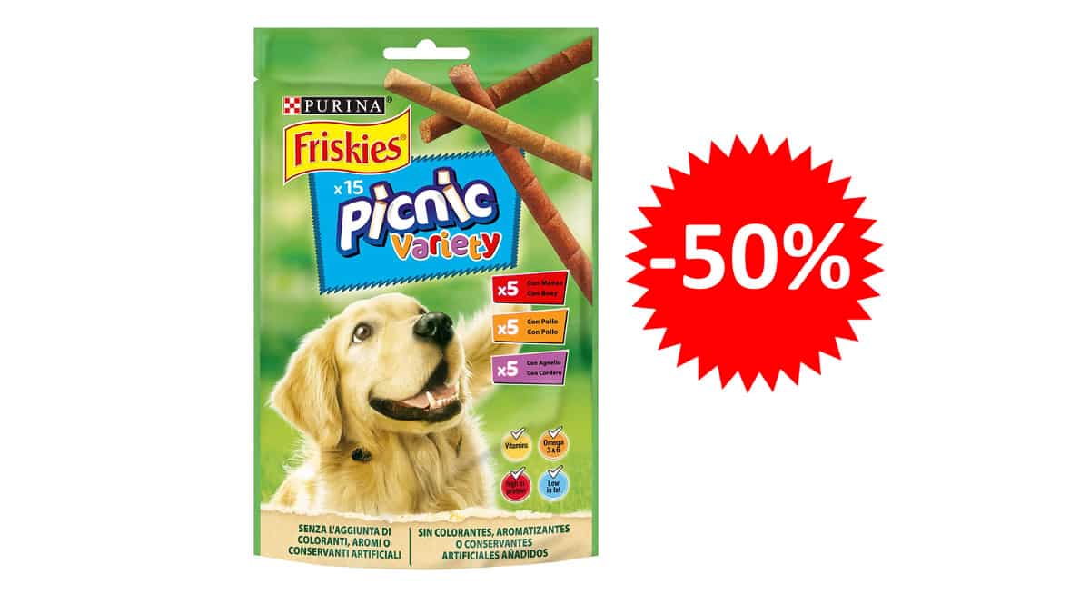 ¡¡Chollo!! Snacks Friskies Variety para perros 126gr sólo 1 euro. 50% de descuento.