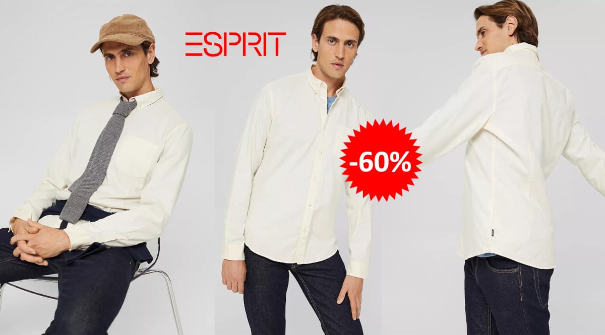 Camisa Esprit de algodón ecológica barata, ropa de marca barata, ofertas en camisas chollo