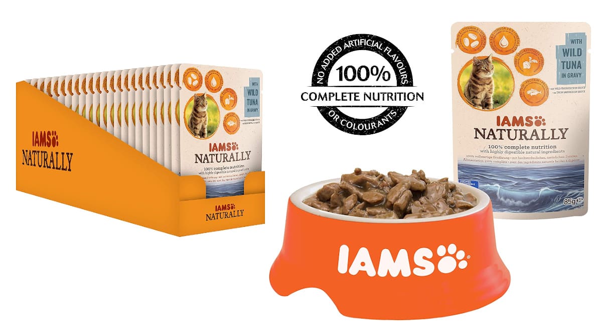 Comida húmeda para gatos IAMS Naturally barata, productos para mascotas baratos, ofertas en supermercado chollo