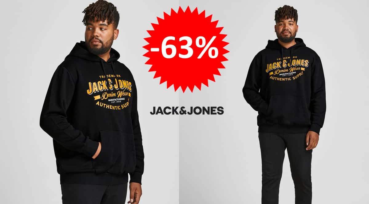 ¡¡Chollo!! Sudadera de tallas grandes para hombre Jack & Jones Plus sólo 14.99 euros. 63% de descuento.